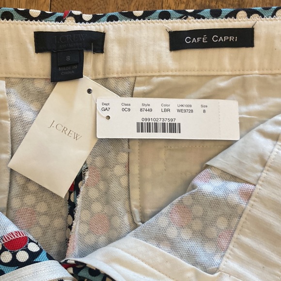 NWT NEVER WORN J. Crew Collection Kaleidoscope cafe capri pants, size 8 - Picture 3 of 7